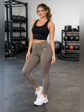 Gymshark High-Rise Pocket Leggings in Brown Taupe